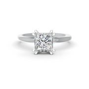 Princess Cut Real Moissanite Double 4 Prong Solitaire Ring 14K Gold Plated